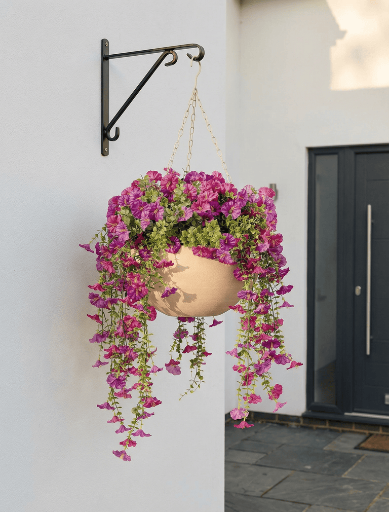 Outdoor Hanging Petunia Basket - Purple