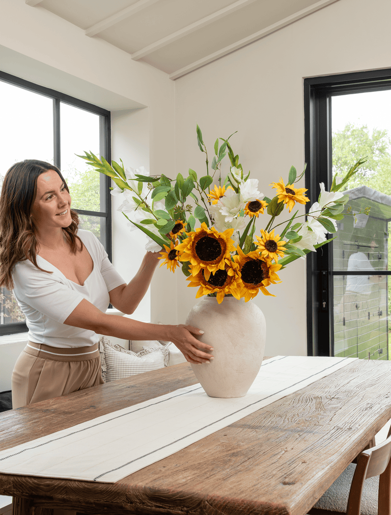Faux Arrangement - Sunflower & White Gladiolus