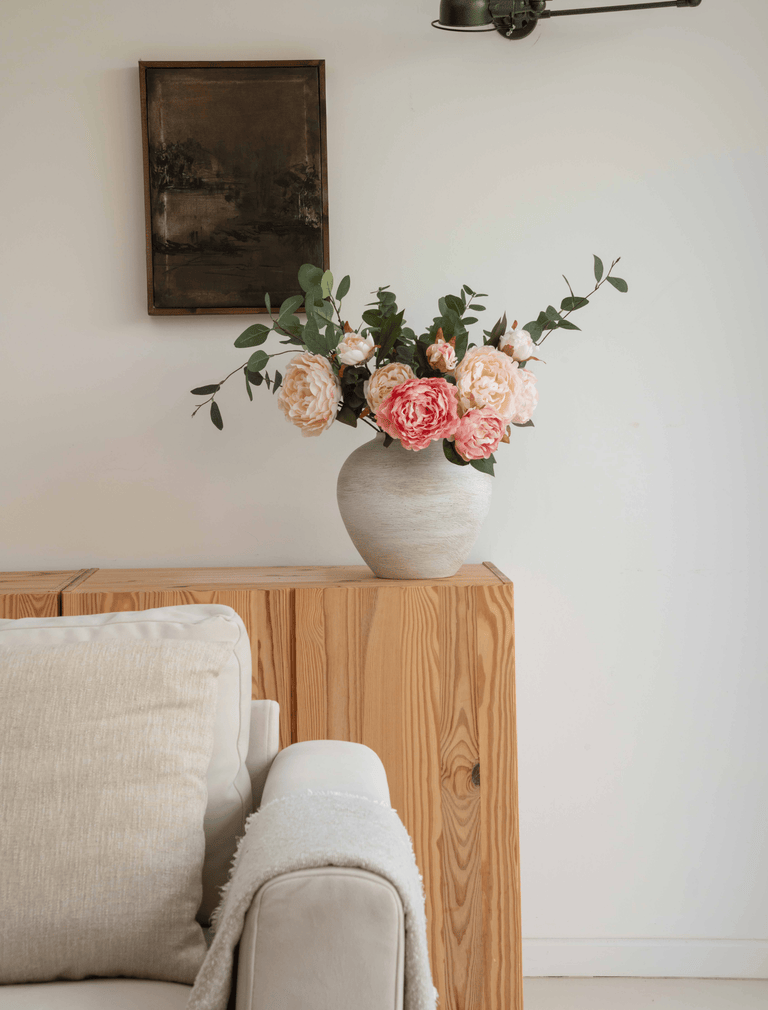 Faux Arrangement - Peony & Eucalyptus Blush