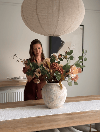 Faux Autumn Arrangement - Green & Beige