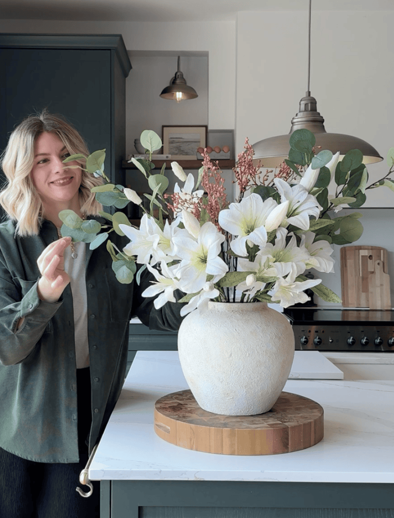 Faux Arrangement - White Lily & Eucalyptus