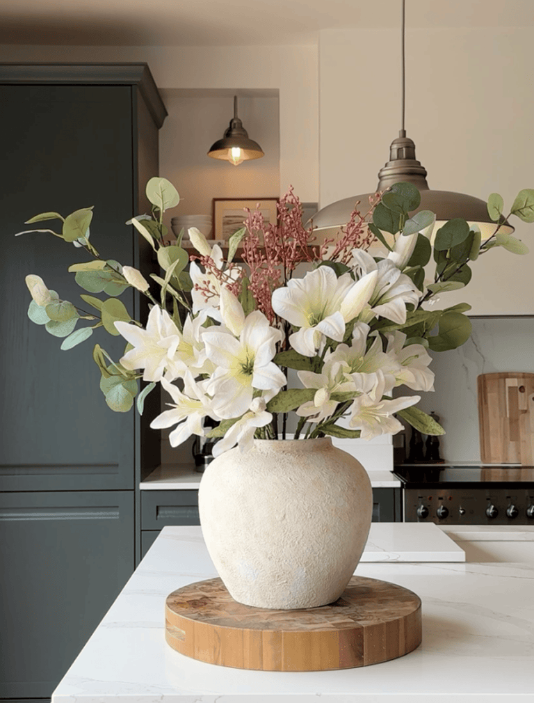 white lily decor Faux Arrangement