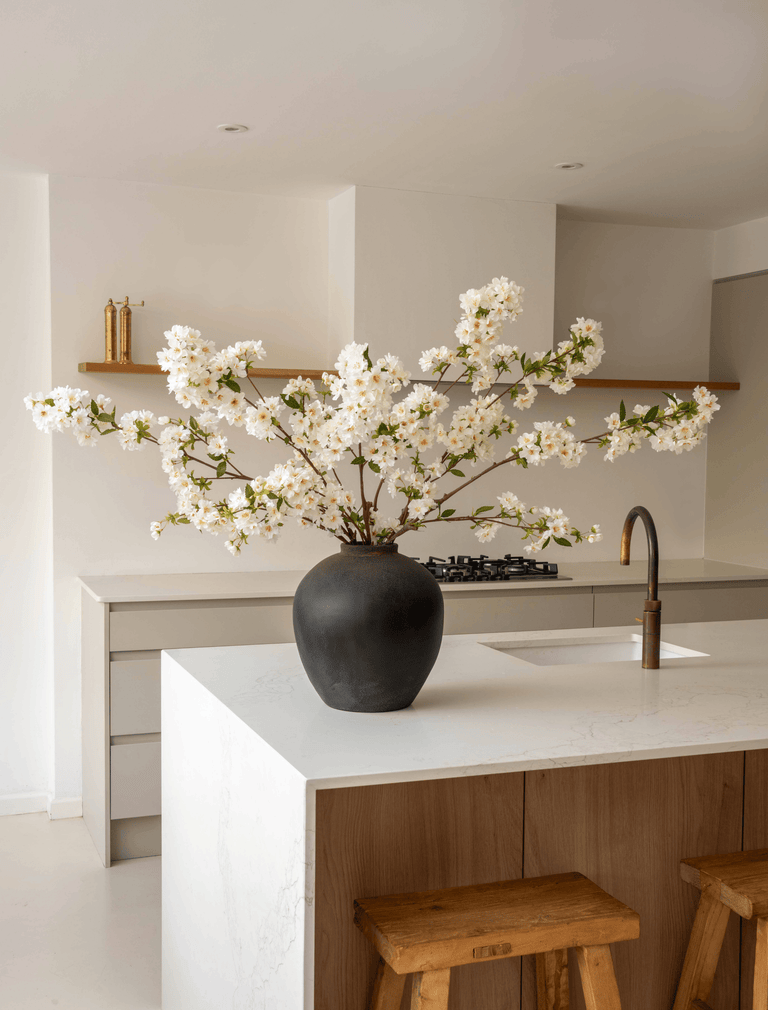Faux Japanese Cherry Blossom - White (6 Stems)