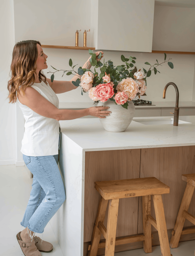 Faux Arrangement - Peony & Eucalyptus Blush