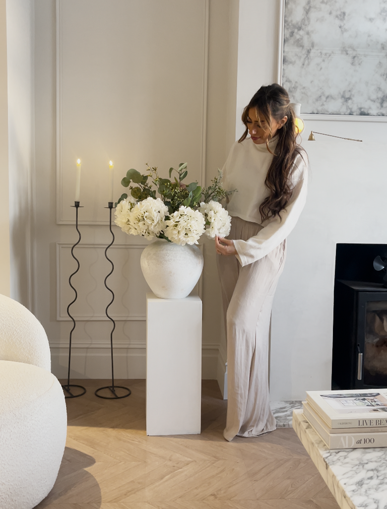 Faux Arrangement - Eucalyptus & White Hydrangea