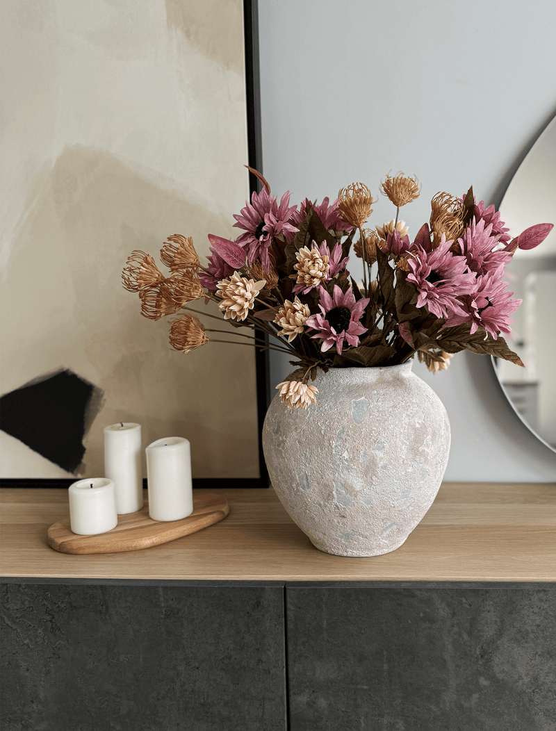 Faux Autumn Arrangement - Pink & Beige