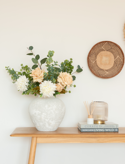 Faux Arrangement - Cream Peony & Eucalyptus