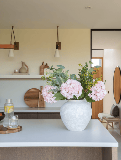 Faux Arrangement - Eucalyptus & Pink Hydrangea