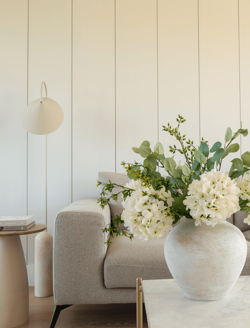 Faux Arrangement - Eucalyptus & White Hydrangea