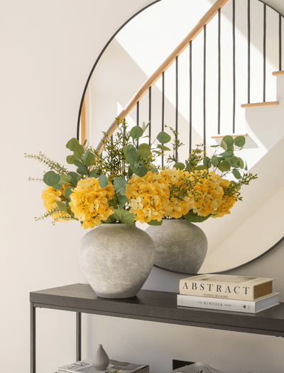 Faux Arrangement - Eucalyptus & Yellow Hydrangea