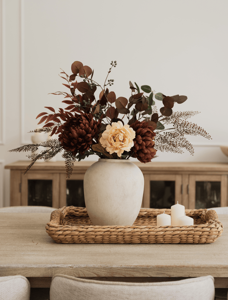 Faux Arrangement - Burgundy Dahlia & Cream Peony