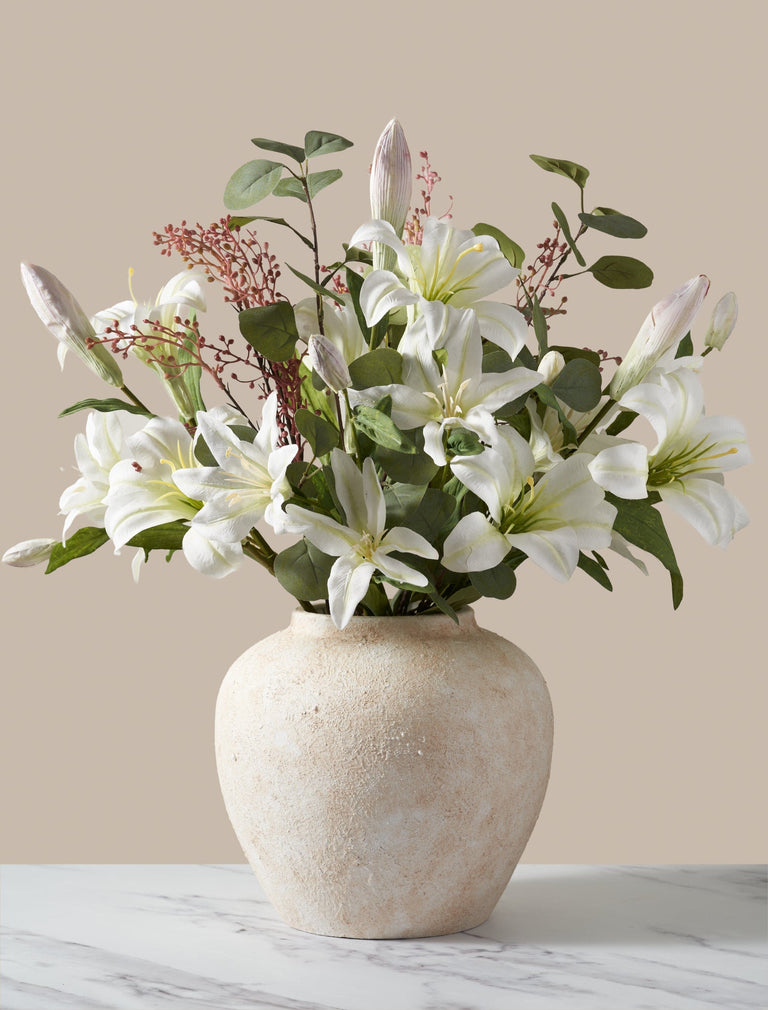 white artificial lilies Faux Arrangement