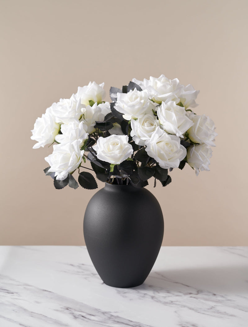 Faux Rose Bouquet - White (27 Rose Heads)