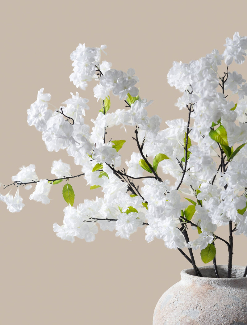 Tall Faux Cherry Blossom - White (6 Stems)