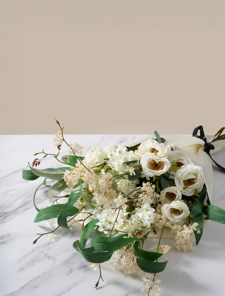 Faux Arrangement - Rose & Delphinium White