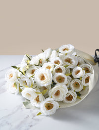 Faux Rose Arrangement - White (12 Stems / 72 Roses)