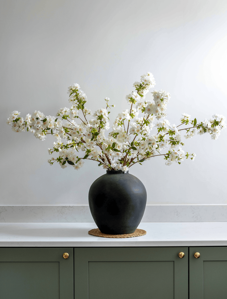 Faux Japanese Cherry Blossom - White (6 Stems)