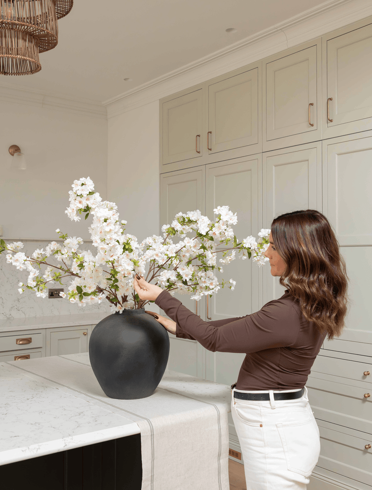 Faux Japanese Cherry Blossom - White (6 Stems)