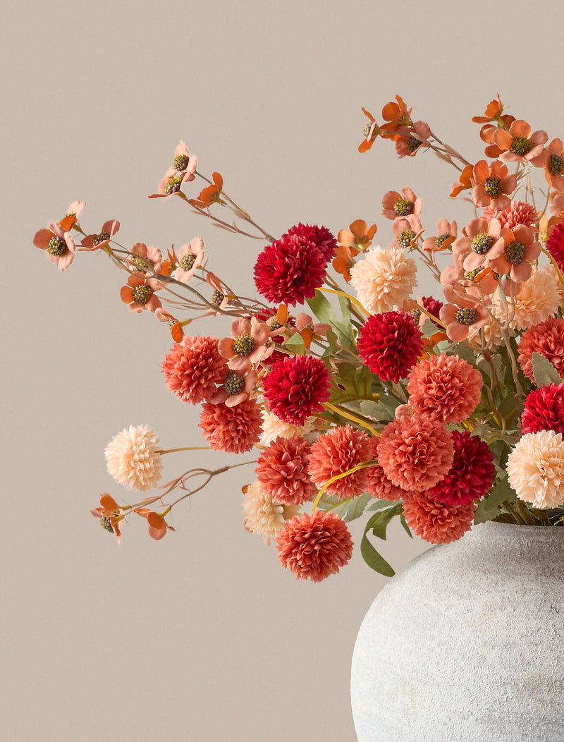 Faux Arrangement - Assorted Kiku & Wax flower