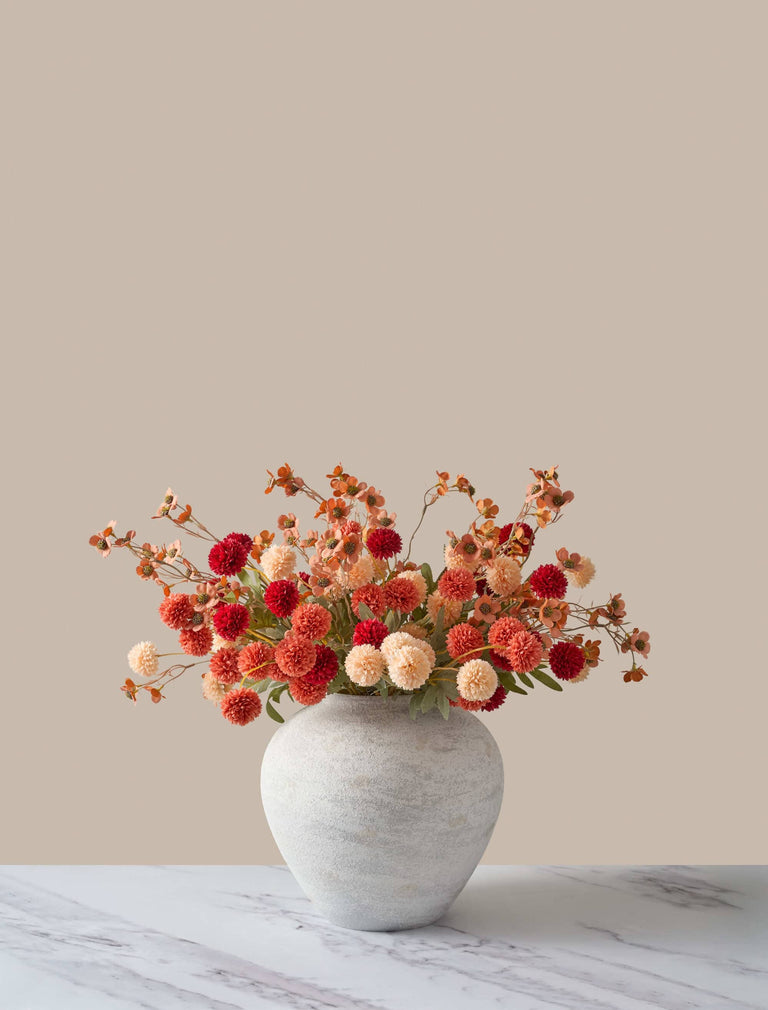 Faux Arrangement - Assorted Kiku & Wax flower