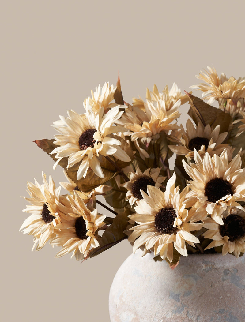 Faux Autumn Sunflower - Beige (3 Stems/21 Sunflowers)