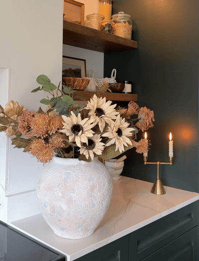 Faux Autumn Arrangement - Green & Beige