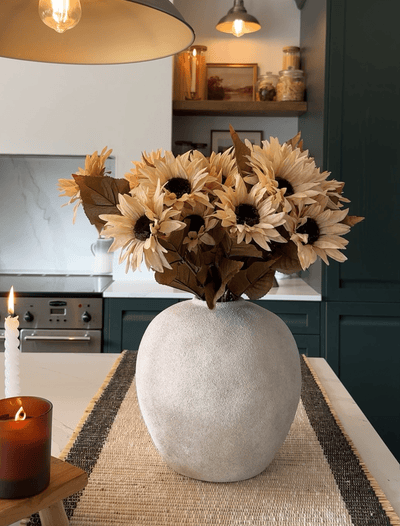 Faux Autumn Sunflower - Beige (3 Stems/21 Sunflowers)