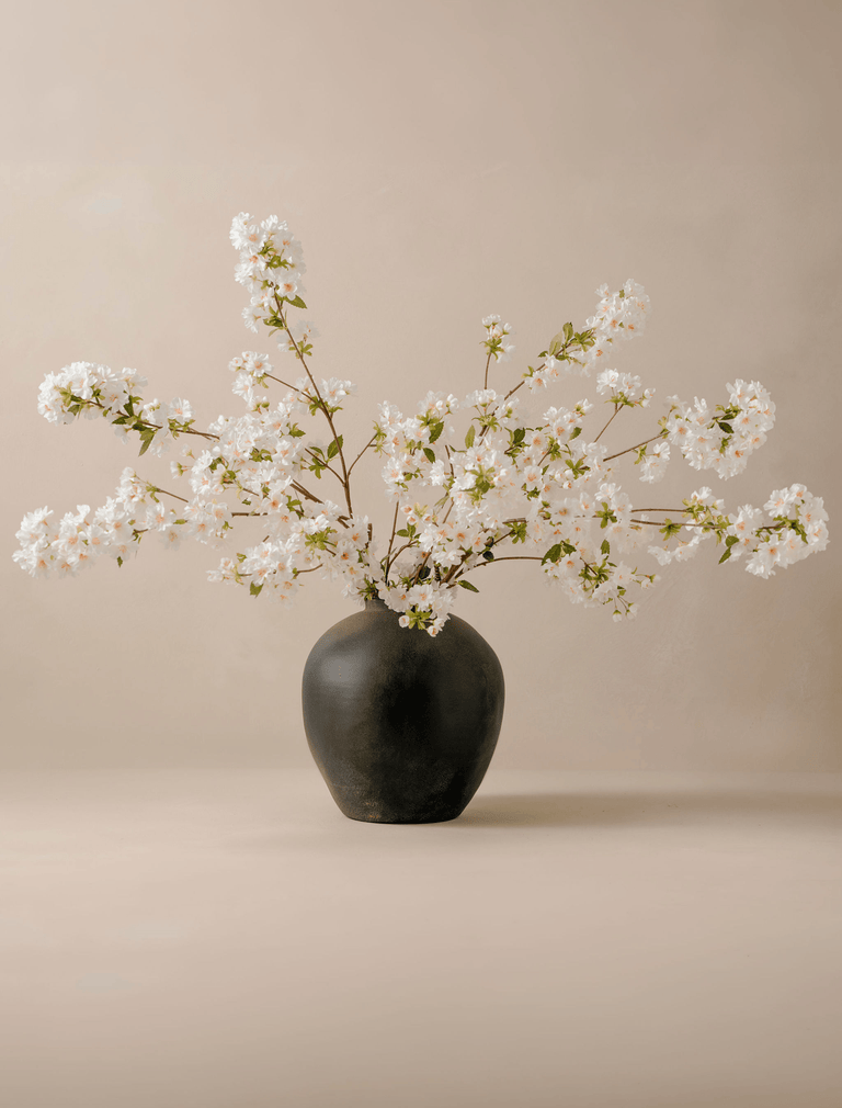 Faux Japanese Cherry Blossom - White (6 Stems)