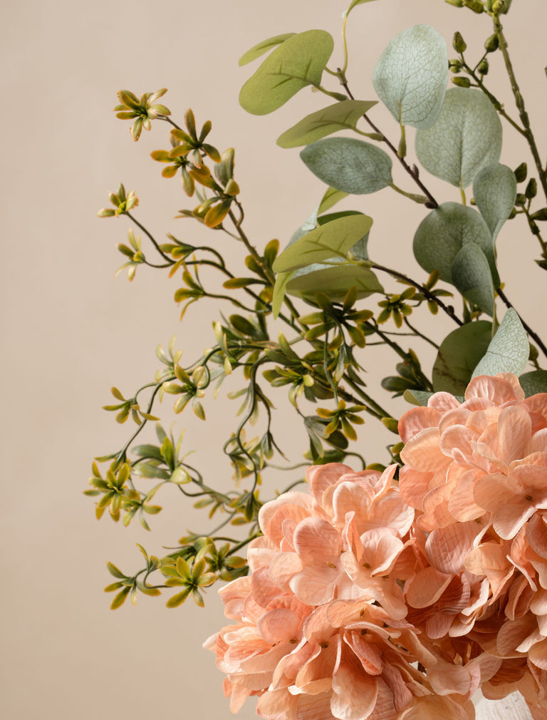 Faux Arrangement - Eucalyptus & Apricot Hydrangea