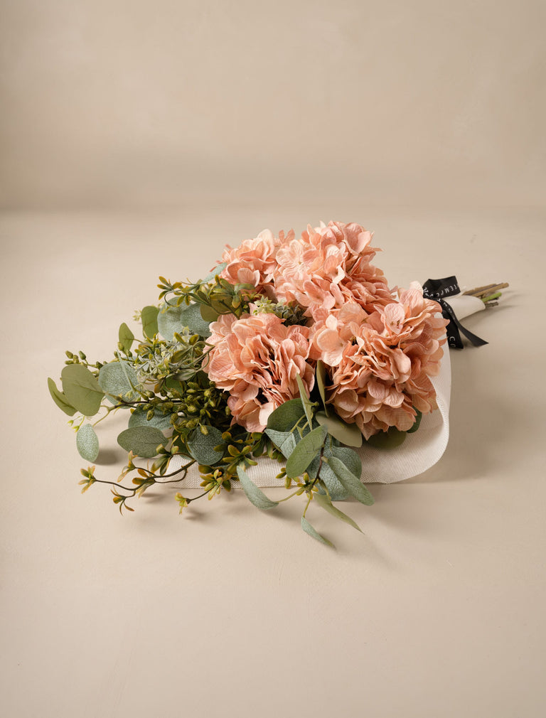 Faux Arrangement - Eucalyptus & Apricot Hydrangea
