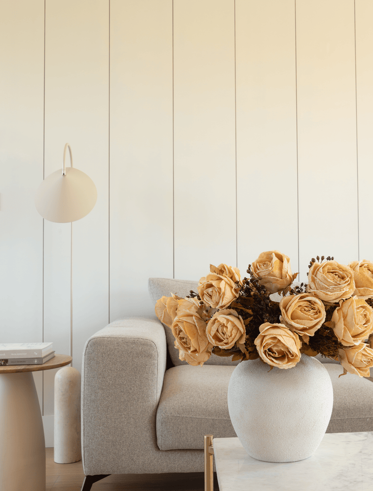Faux Large Rose Arrangement - Beige (3 Stems/21 Roses)