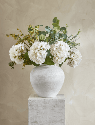 Faux Arrangement - Eucalyptus & White Hydrangea