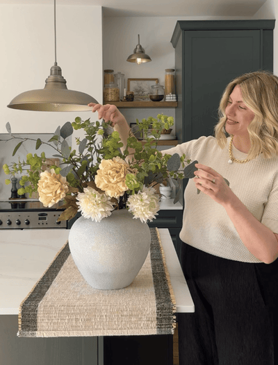 Faux Arrangement - Cream Peony & Eucalyptus