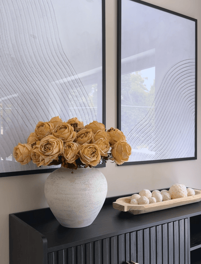 Faux Large Rose Arrangement - Beige (3 Stems/21 Roses)