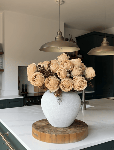 Faux Large Rose Arrangement - Beige (3 Stems/21 Roses)
