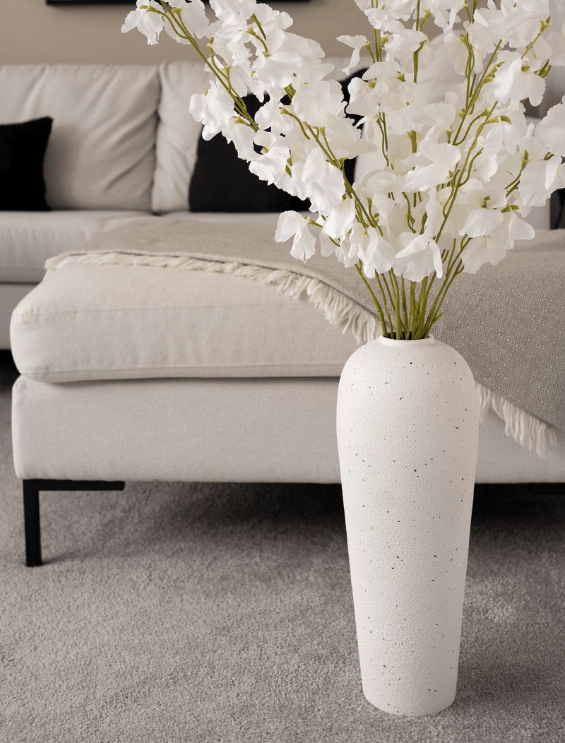 Tall Lola Vase - Speckled White