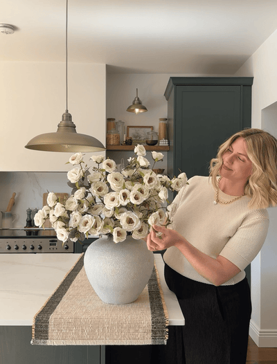 Faux Rose Arrangement - White (12 Stems / 72 Roses)