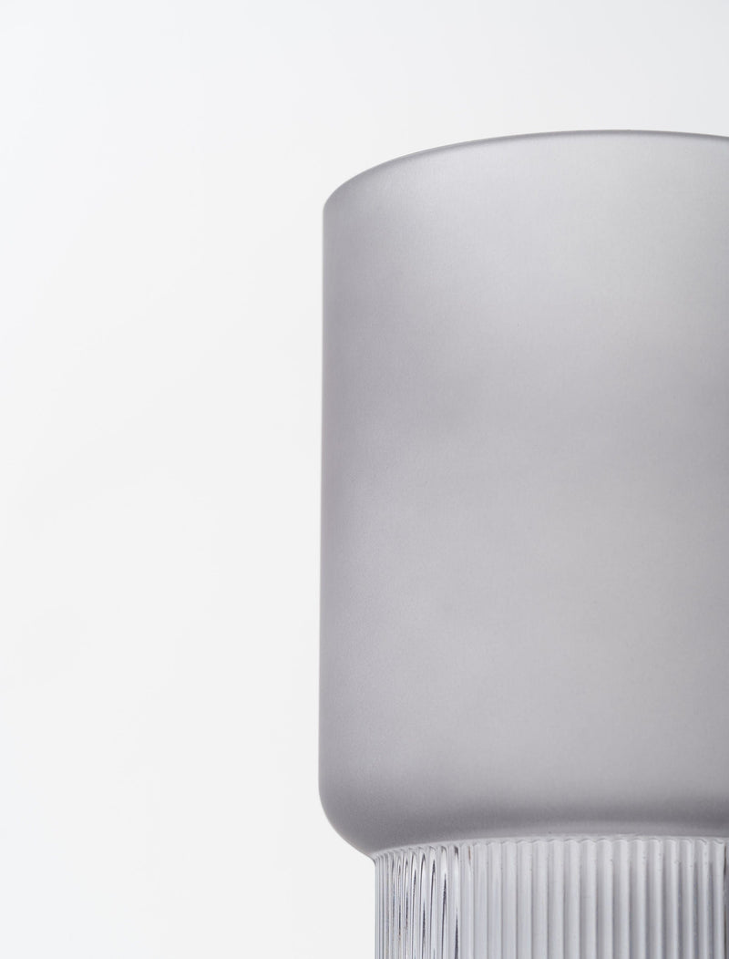 Frosted Ribbed Glass Vase - Grey