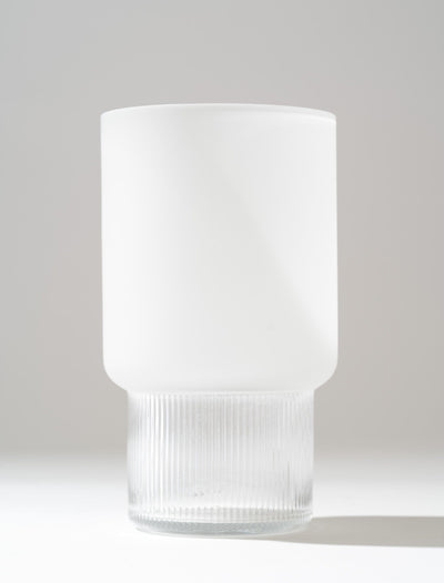 Frosted Ribbed Glass Vase - Clear