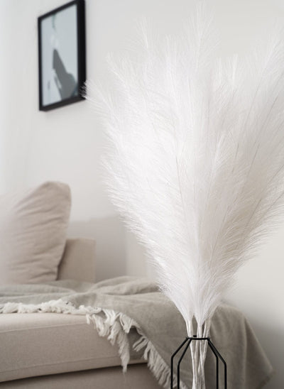 Tall Faux Pampas Grass - White - contempee